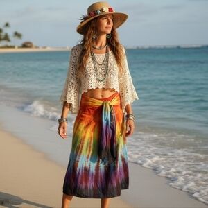 Ark Imports Rainbow Tie Dye Skirt Size L/XL